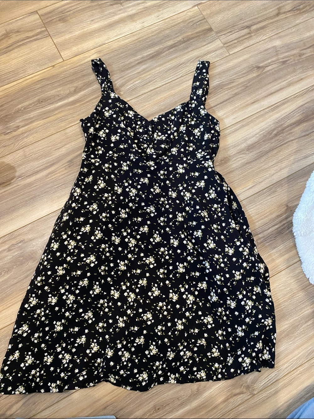 Old Navy Black Mini Dress with White Floral Print